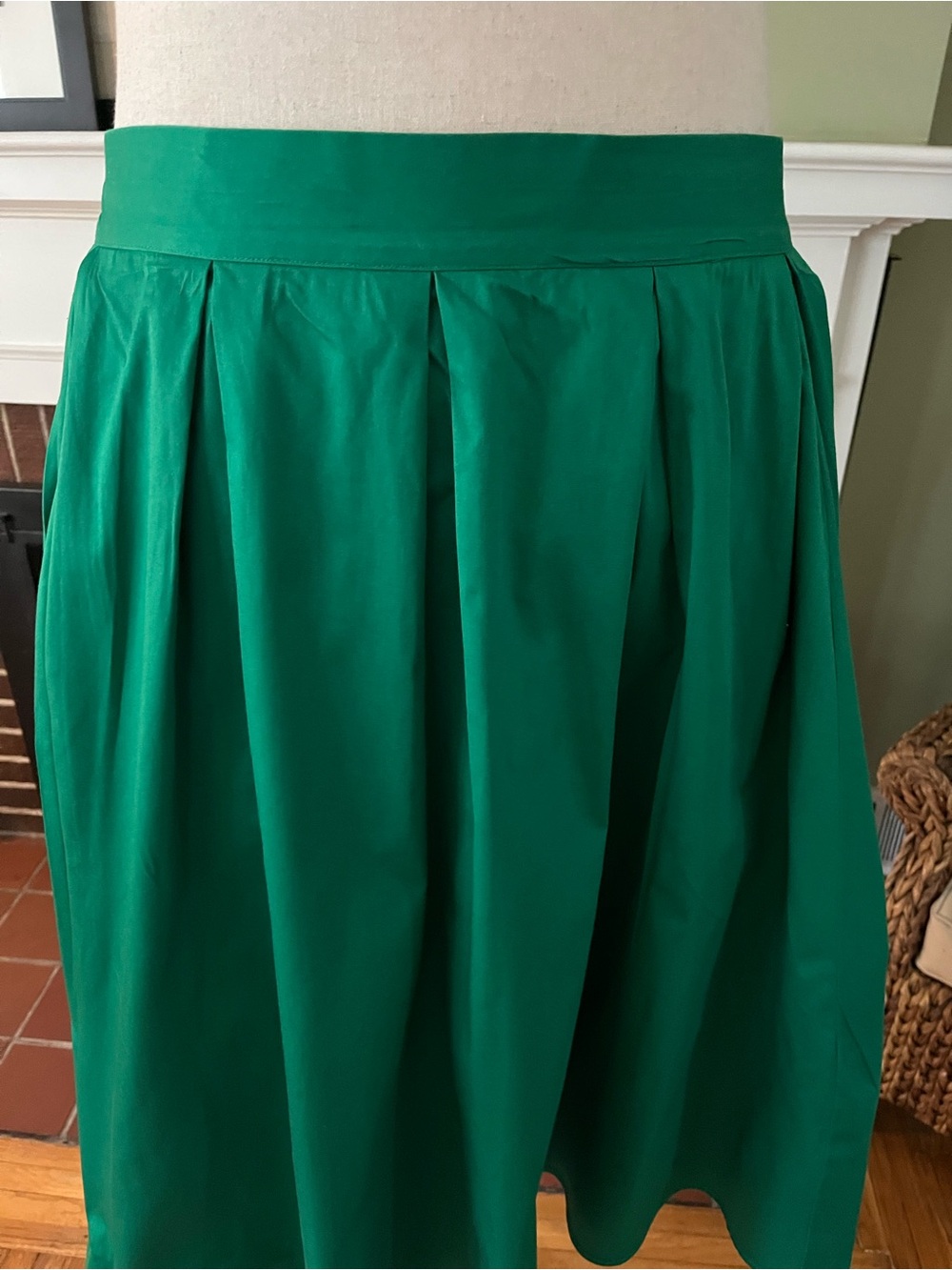 ELOQUII Kelly Green Full Midi Skirt -Box Pleat 100% Cotton - Size 18 - Picture 2 of 7